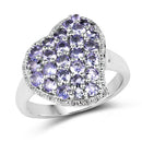 1.63 Carat Genuine Tanzanite .925 Sterling Silver Ring