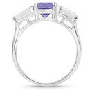 2.00 Carat Genuine Tanzanite and White Topaz .925 Sterling Silver Ring