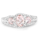 1.34 Carat Genuine Morganite and White Topaz .925 Sterling Silver Ring