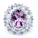 "7.79 Carat Genuine Amethyst, Blue Topaz and Tanzanite .925 Sterling Silver Ring