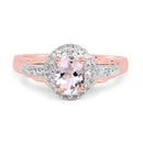 14K Rose Gold Plated 0.73 Carat Genuine Morganite & White Topaz .925 Sterling Silver Ring