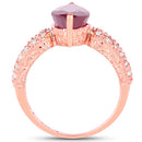14K Rose Gold Plated 5.11 Carat Glass Filled Ruby and White Topaz .925 Sterling Silver Ring