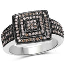 0.42 Carat Genuine Champagne Diamond .925 Sterling Silver Ring