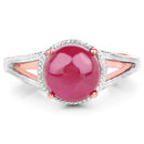 14K Rose Gold Plated 5.05 Carat Glass Filled Ruby .925 Sterling Silver Ring