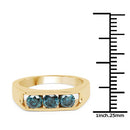 14K Yellow Gold Plated 0.90 Carat Genuine Blue Diamond .925 Sterling Silver Ring