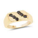 14K Yellow Gold Plated 0.60 Carat Genuine Black Diamond .925 Sterling Silver Ring