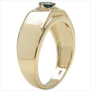 14K Yellow Gold Plated 0.25 Carat Genuine Blue Diamond .925 Sterling Silver Ring