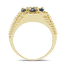 14K Yellow Gold Plated 1.40 Carat Genuine Blue Diamond .925 Sterling Silver Ring