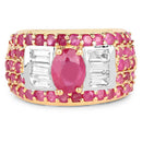 4.23 Carat Glass Filled Ruby and White Topaz .925 Sterling Silver Ring