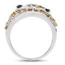 1.00 Carat Genuine Citrine & Black Spinel .925 Sterling Silver Ring