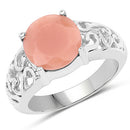 3.30 Carat Genuine Peach Moonstone .925 Sterling Silver Ring