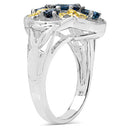 Two Tone Plated 1.45 Carat Genuine London Blue Topaz .925 Sterling Silver Ring