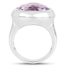 8.00 Carat Genuine Pink Amethyst .925 Sterling Silver Ring