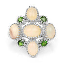 1.90 Carat Genuine Ethiopian Opal and Chrome Diopside .925 Sterling Silver Ring