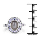 2.35 Carat Genuine Grey Moonstone and Tanzanite .925 Sterling Silver Ring