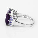 6.34 Carat Genuine Amethyst and Tanzanite .925 Sterling Silver Ring