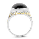 Two Tone Plated 10.92 Carat Genuine Black Onyx .925 Sterling Silver Ring