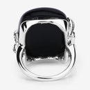 21.04 Carat Genuine Black Onyx and White Topaz .925 Sterling Silver Ring