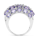 7.29 Carat Genuine Tanzanite and White Topaz .925 Sterling Silver Ring