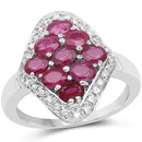 2.12 Carat Genuine Glass Filled Ruby & White Zircon .925 Sterling Silver Ring
