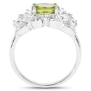 2.70 Carat Genuine Peridot and White Zircon .925 Sterling Silver Ring
