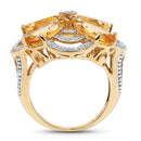 14K Yellow Gold Plated 8.80 Carat Genuine Citrine .925 Sterling Silver Ring
