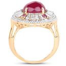 14K Yellow Gold Plated 8.91 Carat Genuine Glass Filled Ruby, Rhodolite & White Topaz .925 Sterling Silver Ring