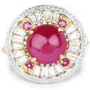 14K Yellow Gold Plated 8.91 Carat Genuine Glass Filled Ruby, Rhodolite & White Topaz .925 Sterling Silver Ring