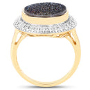 4.90 Carat Genuine Cobalt Blue Drusy .925 Sterling Silver Ring