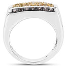 0.63 Carat Genuine Champagne Diamond and Yellow Diamond .925 Sterling Silver Ring