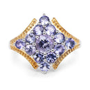 Two Tone Plated 1.67 Carat Genuine Tanzanite .925 Sterling Silver Ring