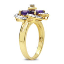 1.40 Carat Genuine Amethyst and White Topaz .925 Sterling Silver Ring