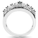 0.31 Carat Genuine Blue Diamond .925 Sterling Silver Ring