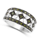 0.32 Carat Genuine Green Diamond .925 Sterling Silver Ring