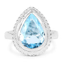 5.30 Carat Genuine Blue Topaz .925 Sterling Silver Ring