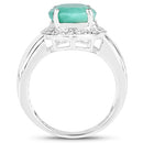 4.72 Carat Genuine Emerald and White Diamond .925 Sterling Silver Ring