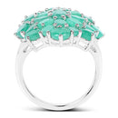 5.88 Carat Genuine Emerald .925 Sterling Silver Ring