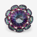 11.45 Carat Genuine Rainbow Quartz .925 Sterling Silver Ring