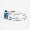 2.72 Carat Genuine London Blue Topaz and Blue Diamond .925 Sterling Silver Ring
