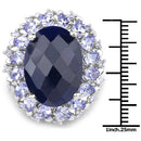 17.81 Carat Dyed Sapphire and Tanzanite .925 Sterling Silver Ring