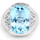 12.10 Carat Genuine Blue Topaz .925 Sterling Silver Ring