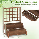 Raised Garden Bed with Trellis 2-tier Wood Planter Box with Drainage Holes-Rustic Brown