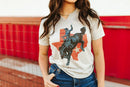 Raw Cut V-neck Texas Cowboy Graphic Tee