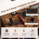 Record Player Stand with Power Outlet-Rustic Brown
