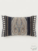 J Queen New York Linette Polyester Boudoir Decorative Throw Pillow 15X22, Blue