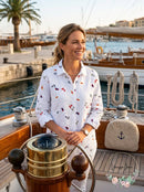 Charter Club Linen Nautical-Print Blouse, Size XS
