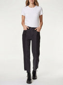 Frayed Denim High Rise Straight Leg Jeans, Size 28