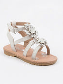 Petalia Little Girls Flowers And Shimmer Detail Sandals, Size 9/White