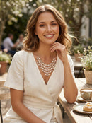 Inc Gold-Tone Bead and Imitation Pearl Shaky Flower Necklace
