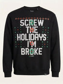 Freeze Mens Screw The Holidays Im Broke Ugly Christmas Sweatshirt, Size Medium